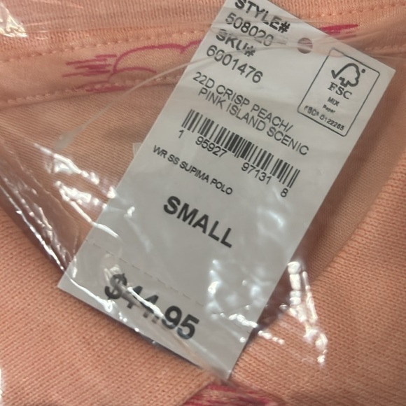Lands End Polo Women’s Tropical Palm Peach Small - Picture 3 of 5